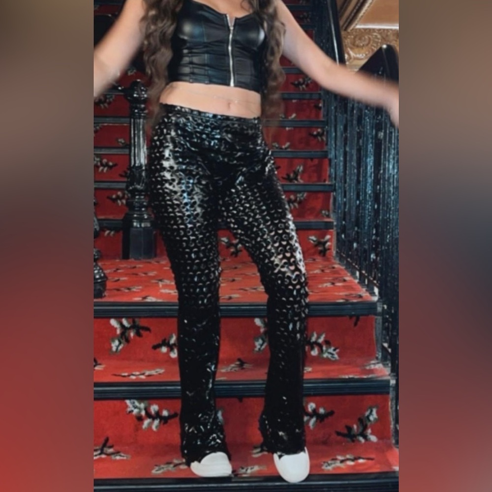 Pleather see-through pants ￼